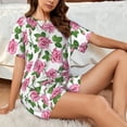 thumbnail image 6 of Bingfone Rose Flowers Print Pajamas Sets for Women Soft Short-Sleeved Pjs with Lounge Shorts Two Piece Sleepwear, 6 of 8