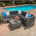 thumbnail image 2 of Noble House Puerta 6 Piece Outdoor Wicker Sectional Sofa Set in Dark Gray, 2 of 29