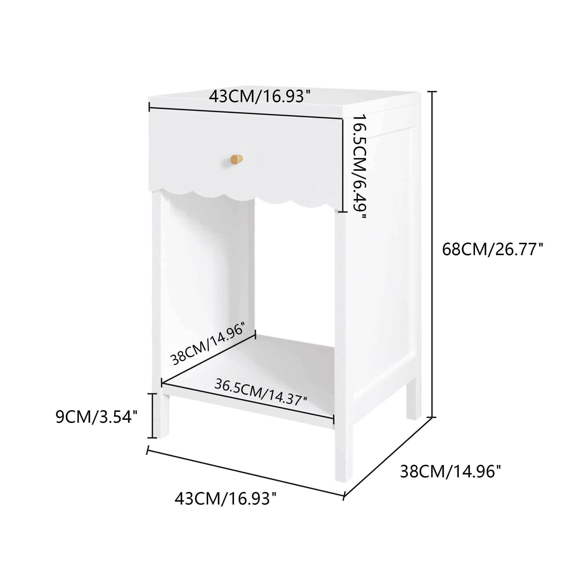 Leumius Nightstand with Drawer,2 Tier Beside Table End Table,Modern Side Table for Bedroom,Living Room,White