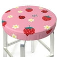 thumbnail image 3 of Bingfone13 inch Padded Round Bar Stool Cover Cushion with Elastic Fabric Round Chair Seat - Strawberry and Ladybugs, 3 of 7