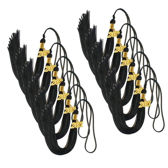 Graduation Tassels, 2021 Year Pendant Academic Tassel, 40cm Polyester Cap Tassel with Metal Ornament for Graduation Ceremony Photo Keepsake, Black