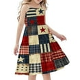thumbnail image 2 of Odeerbi Toddler Kids Girls Independence Day A-Line Slip Dress Summer Patriotic Star Stripe Casual Strap Dress, 2 of 7