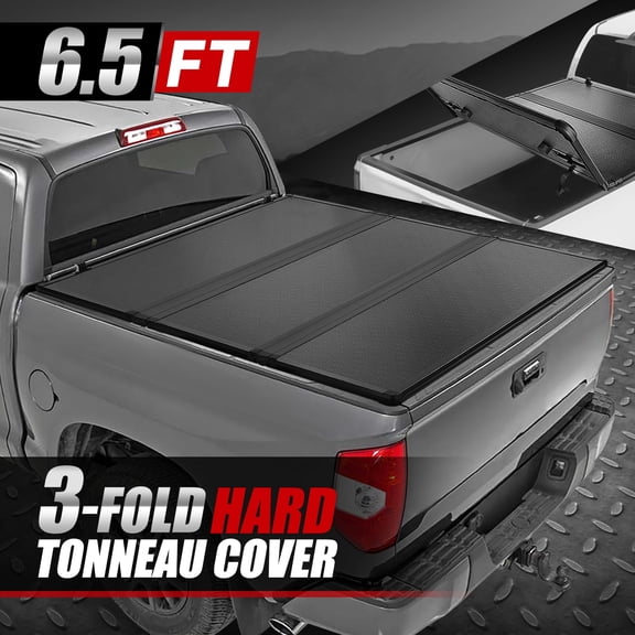 Nuvision for 22-24 Toyota Tundra Truck 6.5Ft Bed Frp Hard Solid Tri-Fold Tonneau Cover
