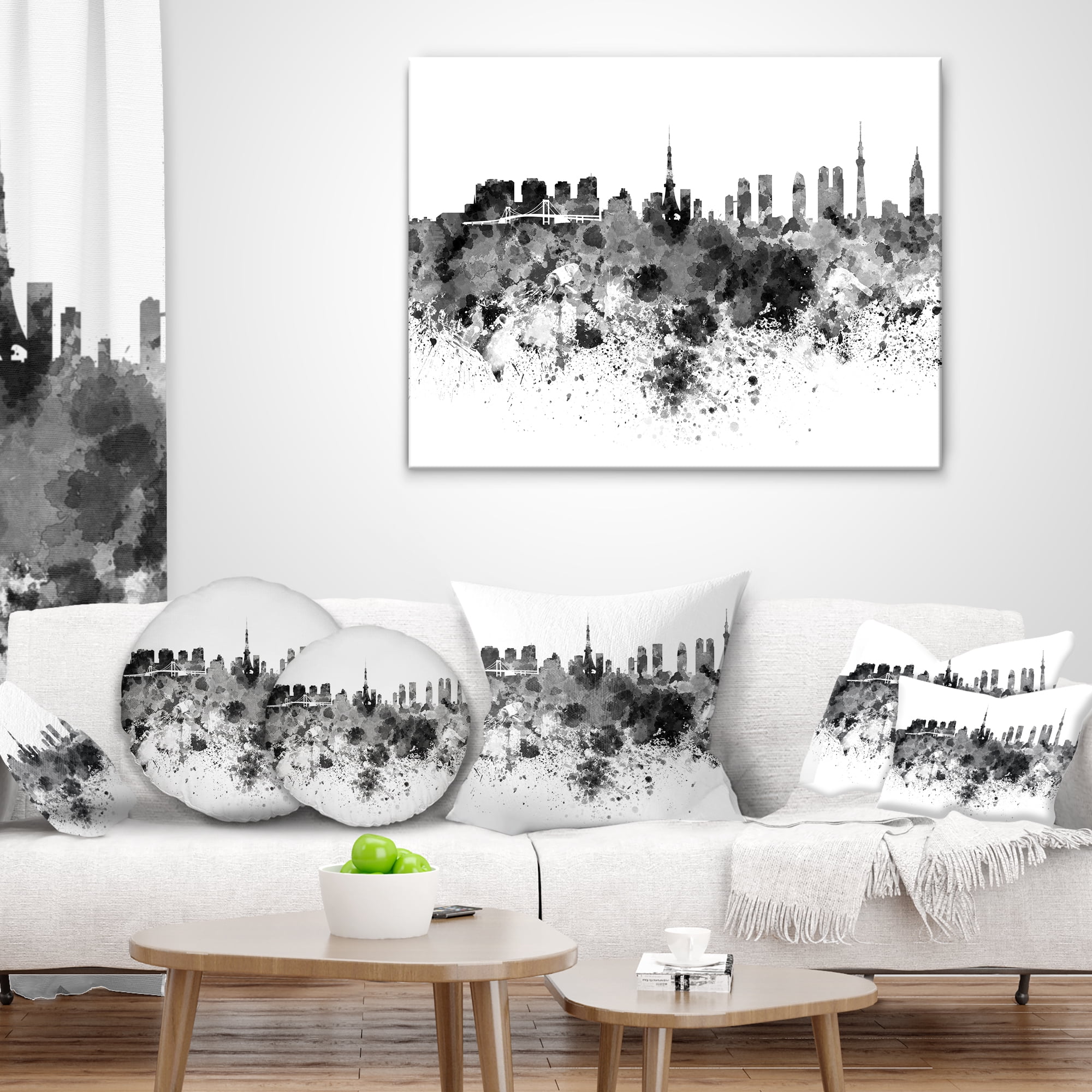 Designart Tokyo Skyline - Cityscape Throw Pillow - 16x16