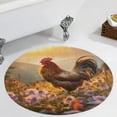 thumbnail image 4 of Rooster Vintage Barn Colorful Flowers Round Small Area Rug, Print Non Slip Washable Floor Mat, Soft Throw Rug for Living Room, Powder Room Entryway, Bathroom, Bedside, 4 of 7