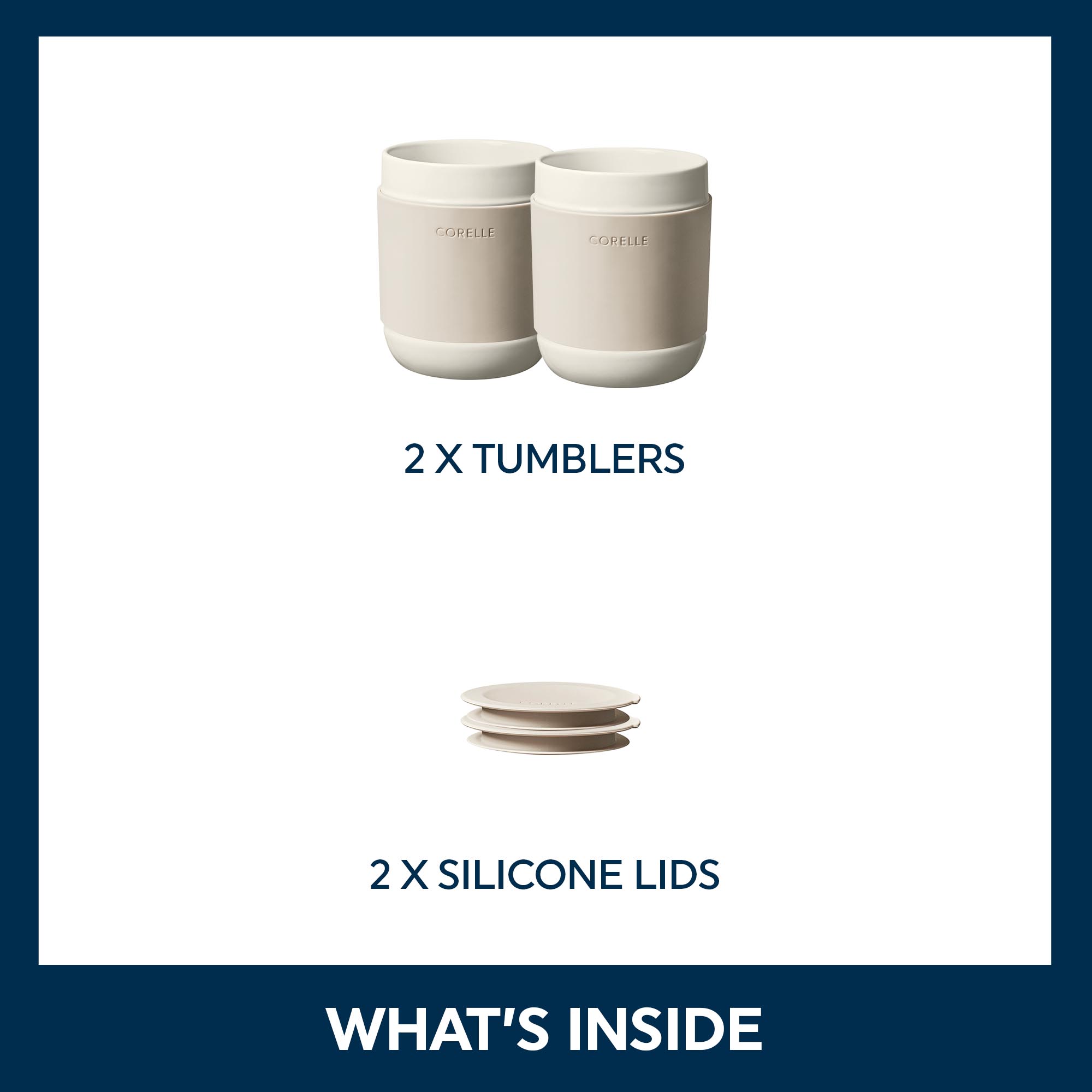 Corelle Stoneware 13.5 oz Travel Tumblers with Lids and Sleeves, Set of 2, Oatmeal