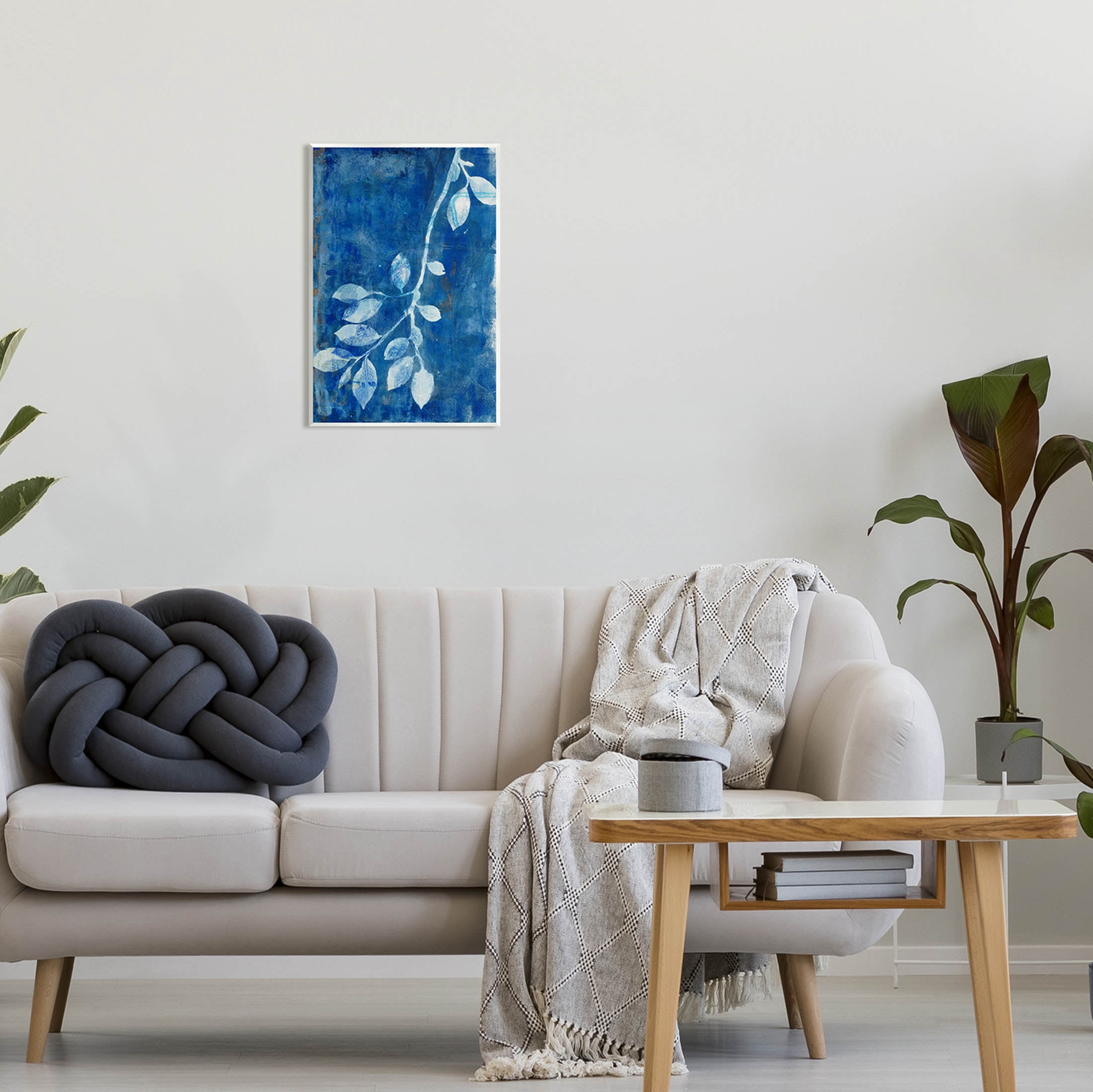 Stupell Industries Blue Botanical Leaves Graphic Art Unframed Art Print Wall Art, Design by Liz St. Andre