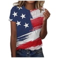 thumbnail image 1 of IROINNID 4th of July T-Shirt For Women Fashion Summer Loose Casual Blouse Round Neck Women Tops USA 4th Of July, 1 of 5