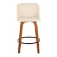 thumbnail image 3 of LumiSource Walnut Wood, Cream PU, Black Steel Toriano Fixed-Height Counter Stool - Set of 2, 3 of 7