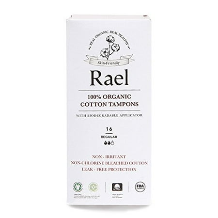 - Rael 100% Organic Cotton Chlorine Free Tampons, Regular, 16 Count