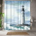 thumbnail image 2 of Nautical Shower Curtain Ocean Shower Curtain Blue Lighthouse Bathroom Decor Polyester Fabric, 72x72inch, 2 of 5