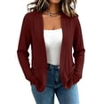 thumbnail image 2 of Xaqiouau Womens Cardigan Sweaters Long Sleeve Ribbed Knit Open Front Lightweight Knit Outwear with Pockets Casual Loose Fit Solid Color Cardigan, 2 of 5