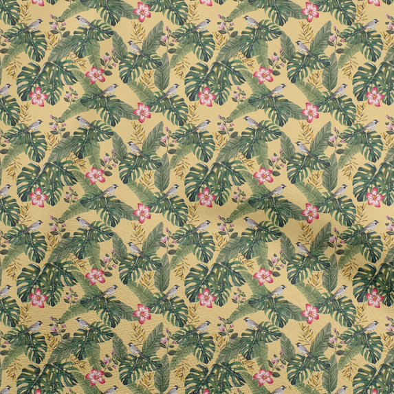 oneOone Rayon Medium Yellow Fabric Tropical Craft Projects Decor Fabric Printed By The Yard 56 Inch Wide