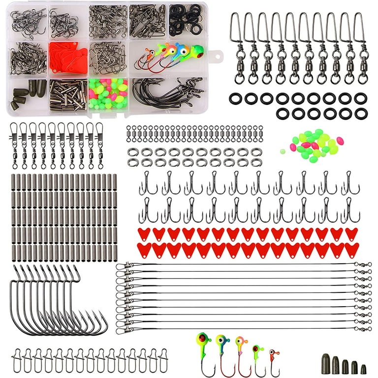 325pcs Fishing Terminal Tackle Kit Include Fishing Hooks and Weights  Fishing Swivel Snaps Fishing Wire Leaders for Saltwater Freshwater