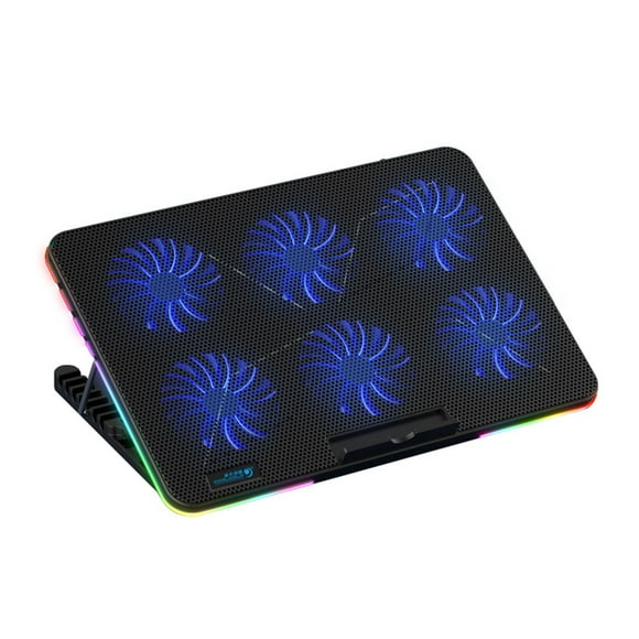 COOLCOLD F5 Refroidisseur d'Ordinateur Portable RVB Support de Refroidissement pour Ordinateur Portable à 6 Ventilateurs Conception Silencieuse avec Effet de Lumière RVB