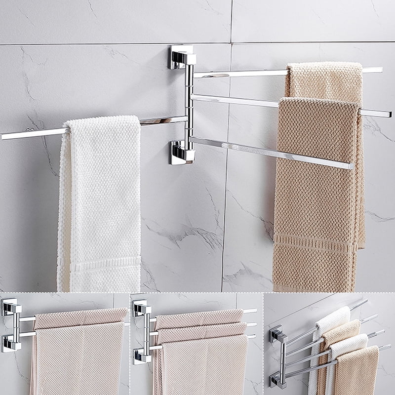 Swivel Towel Holder 4-Arm Swing Bar Wall Mount Rack Towel Hanger For Bathroom