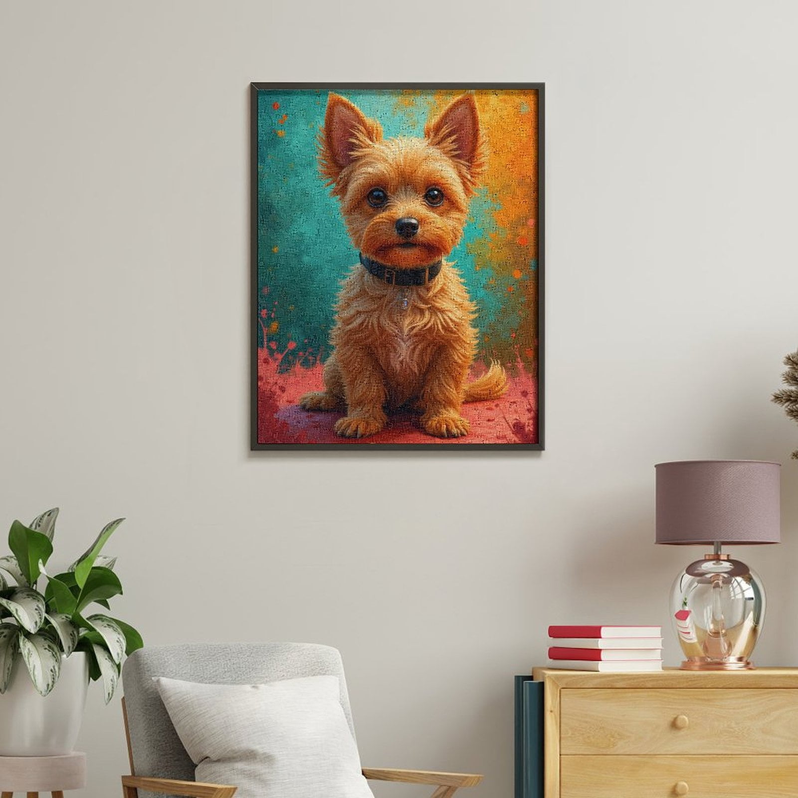 Paint By Numbers Kit for Adults Beginner - Small Dog Colorful Portrait Art DIY Canvas Painting Kits for Adults, Frameless Paint By Number for Adults for Home Wall Decor 16x20 Inch