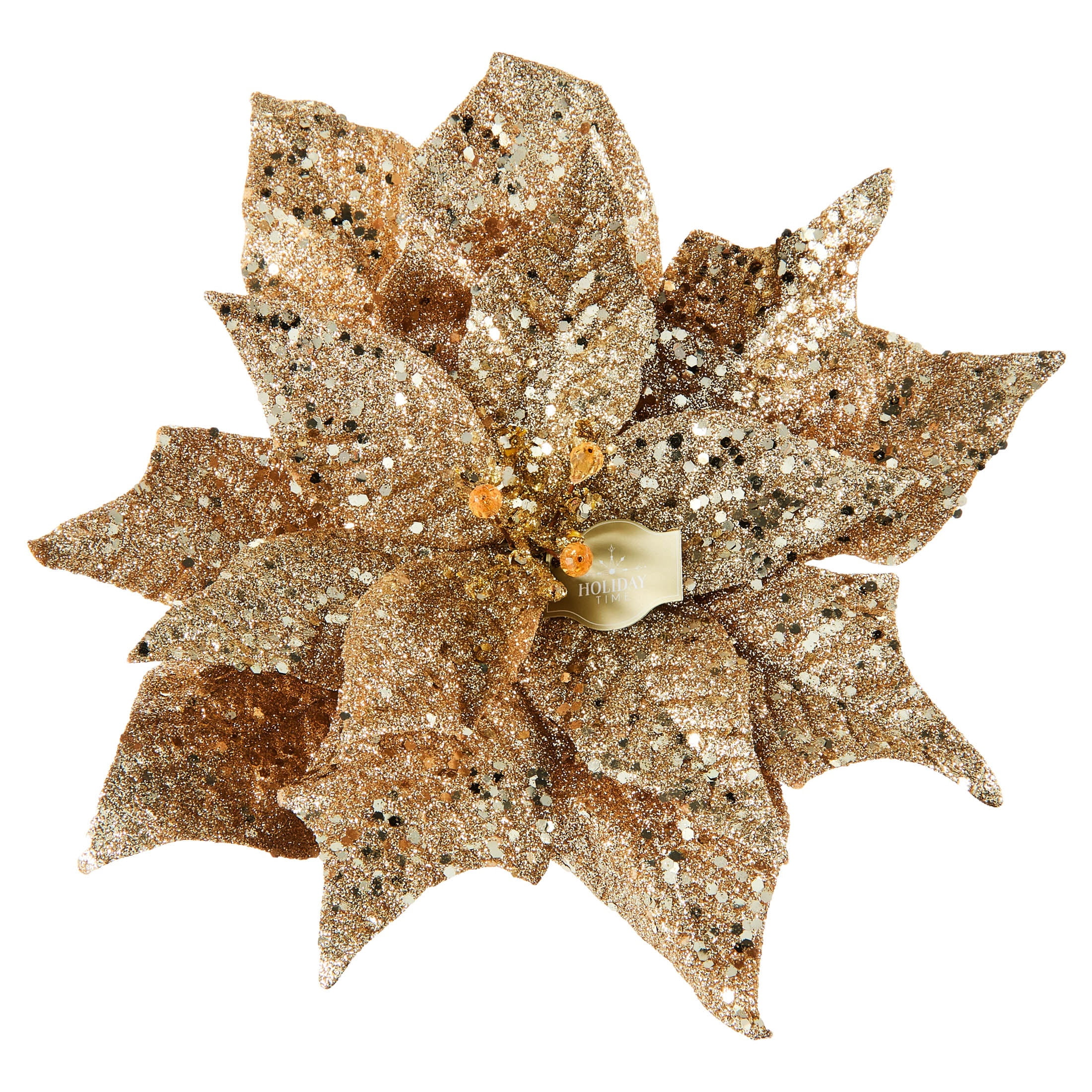 Deluxe Gold Poinsettia Christmas Clip Ornament, 12", by Holiday Time