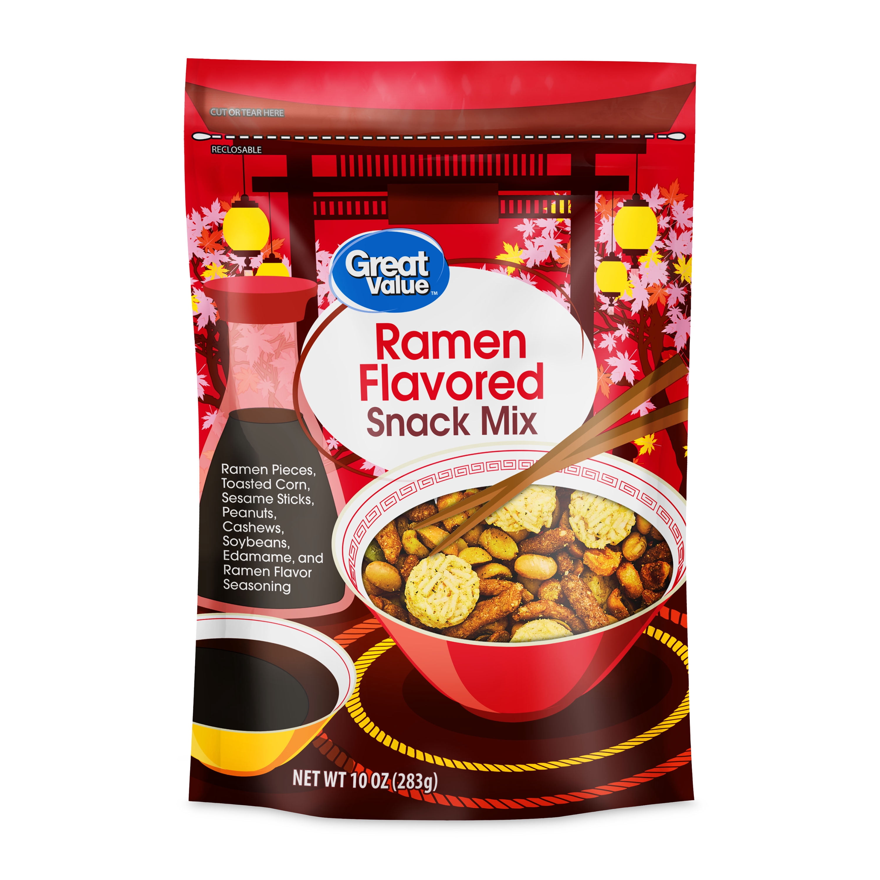 (6 pack) Great Value Ramen Flavored Snack Mix, 10 oz