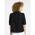 thumbnail image 4 of Time and Tru Women's Cotton Scalloped Edge Blouse with Short Sleeves, Sizes XS-XXXL, 4 of 6