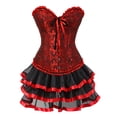 thumbnail image 1 of Womens Lace Bow Tie Color Retro Medieval Ball Patchwork Puffy Skirt Set, 1 of 4