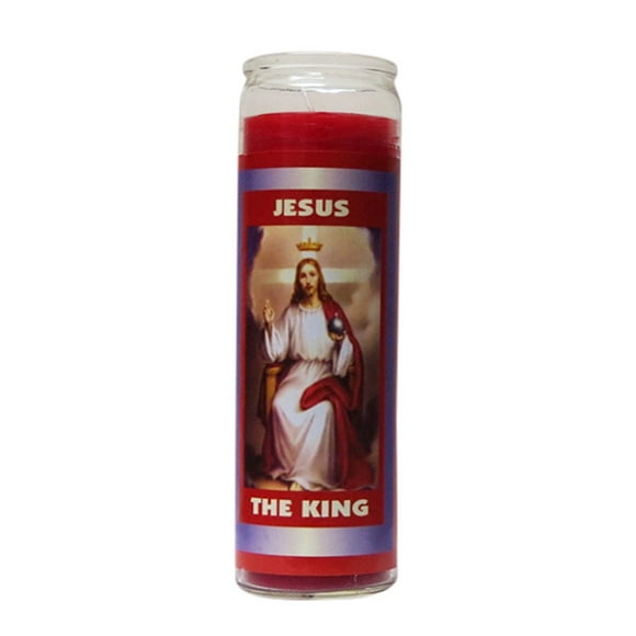 Glass Candle Red- Jesus The King