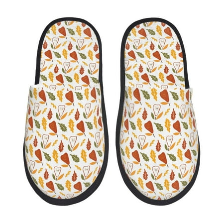 Balery Autumn Pears Slient Indoor Furry Fleece Comfort House Shoes Soft Non-Slip Home Shoes Cotton slippers House Slippers-- Medium
