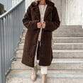 thumbnail image 3 of Winter Women Jacket Thick Fleece Turn-down Collar Long Sleeves Button-down Solid Color Mid Length Heat Retention Outdoor Coat, 3 of 8