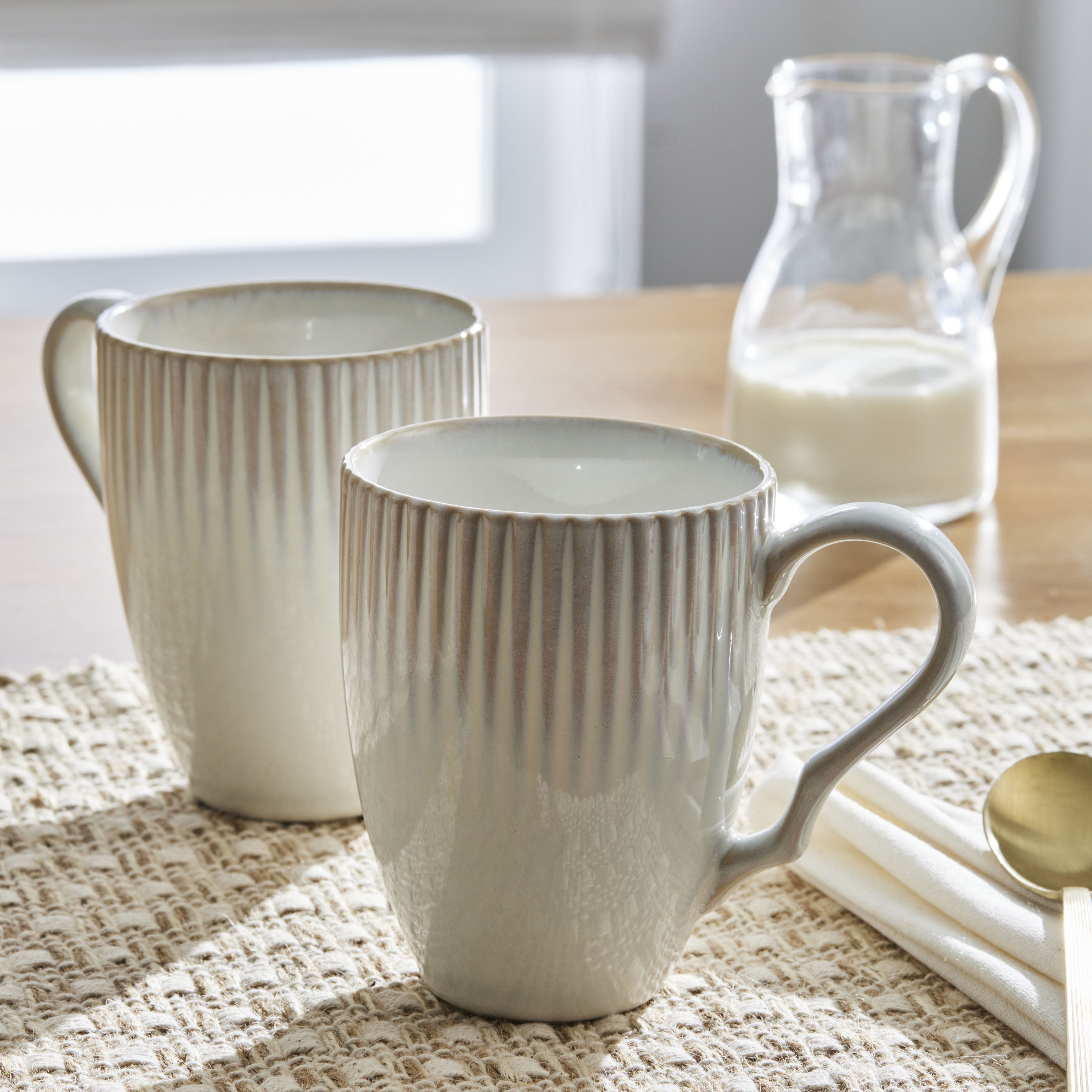 (2 pack) Better Homes & Gardens 13 fl oz Sawyer Cream Ceramic Mug