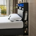 thumbnail image 6 of ANPOO LED Queen Size Bed Frame with with Charging Outlets & Storage Headboard, Metal Platform Bed with 4 Drawers & 6 Bookcase Storage, No Box Spring Needed, Noise-Free, Black, 6 of 9