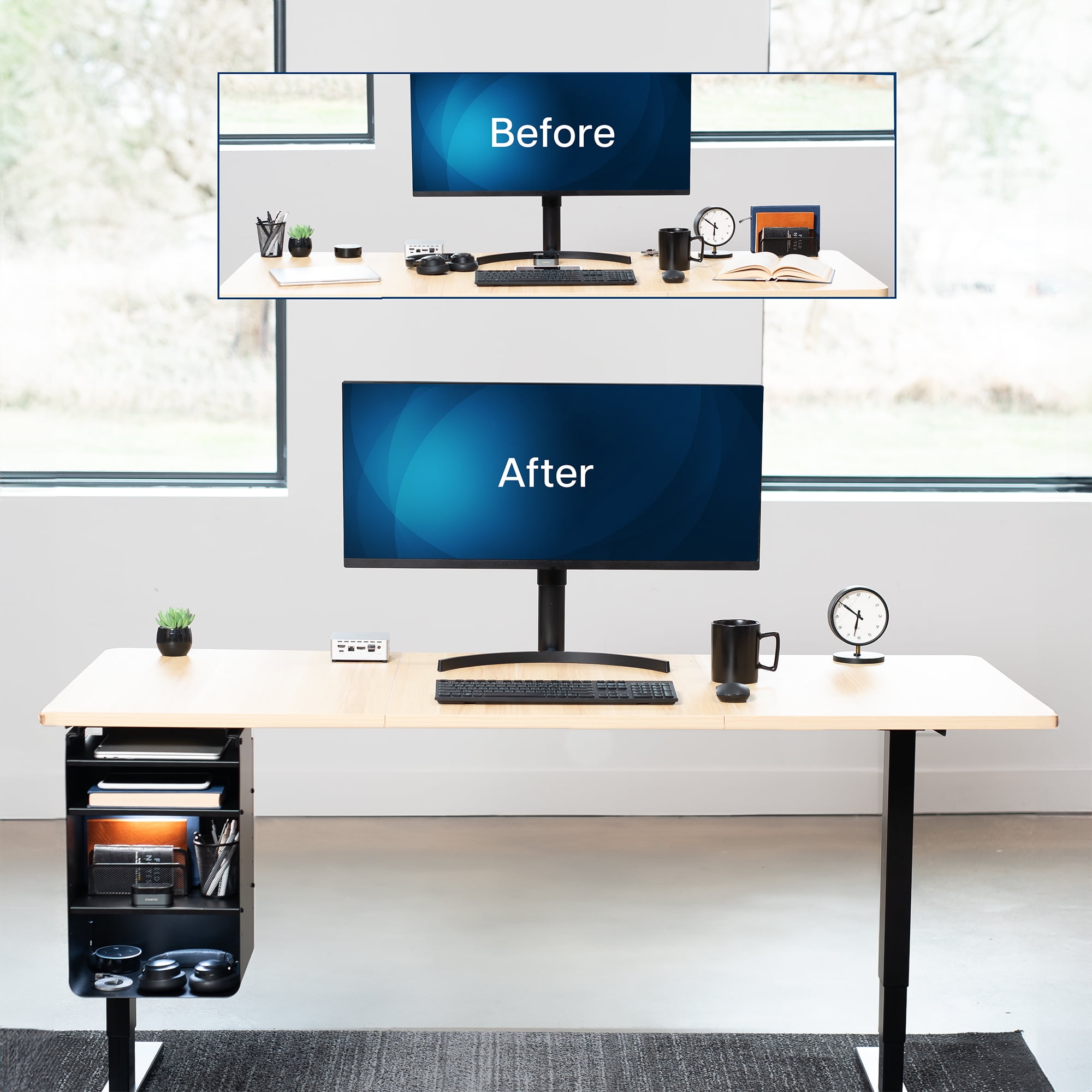 VIVO Black Under Desk Mounted Storage Cabinet