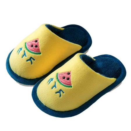 

UFOUND Toddler Autumn/Winter Children Slippers For Girls Boys Flat Non- Shoes Warm Comfortable Cute Fruit Print Pattern Relaxed Fit Footwear