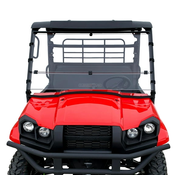 Clearly Tough Kawasaki Mule Pro MX Full Folding Windshield - SCRATCH RESISTANT - Premium polycarbonate w/Hard Coat. Made in America.