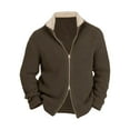 thumbnail image 2 of Men Knitted Sweater Stand Collar Zipper Closure Solid Color Cardiagn Knitwear Long Sleeves Thick Sweater Jacket for Casual Business Wear, 2 of 7