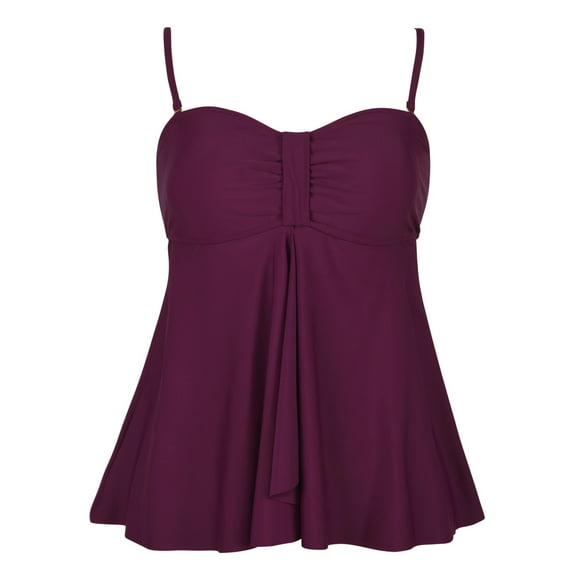 Hilor Women's Flyaway Tankini Top Bandeau Swimsuit Flowy Bathing Suit Tummy Control Swimwear