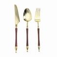 thumbnail image 2 of BalsaCircle 24 Gold Brown Disposable Plastic Cutlery Roman Column Handle Spoon Fork and Knife Set Party Decorations, 2 of 8