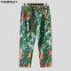 thumbnail image 4 of INCERUN 2024 Pantalones de estilo coreano con estampado de hojas y flores para hombre, pantalones largos informales, ropa de calle, pantalones que combinan con todo, tallas S-5XL, 4 of 5