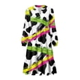 thumbnail image 2 of Uorisanigo Patchwork Dress for Women with Pockets Long Sleeve Fashion Dress Comfy Soft Midi Dresses Vacation Outfits, Creative Cow Print, Size X-Large, 2 of 7