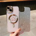 thumbnail image 5 of for iPhone 15 Plus Clear Magnetic Glitter Phone Cases [Compatible with Magsafe],Luxury Love Heart Plating Bling Gradient Sparkle Shockproof Cover for Women Girls,Square/Gold, 5 of 14