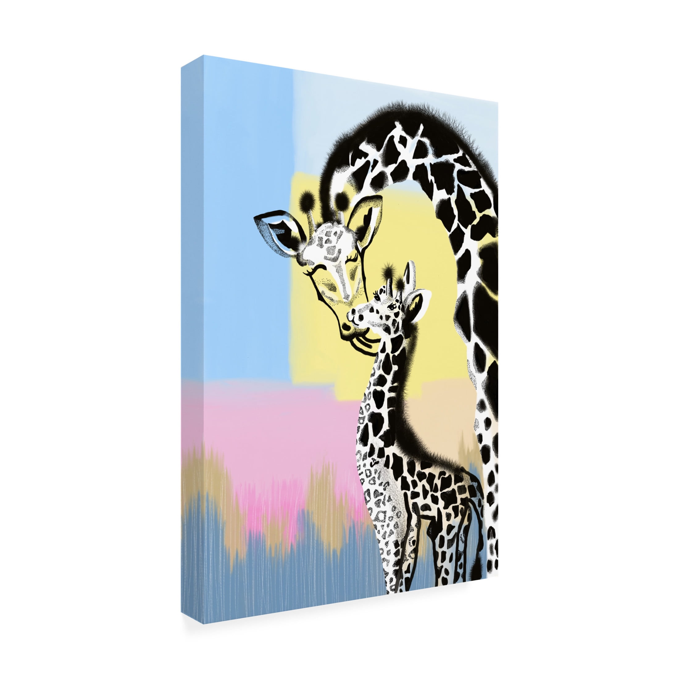 Canvas Wall Art - Meleshnie Govender 'Mama Giraffe And Baby' Wall Art for Living Room, Bedroom, or Office D?cor by Trademark Fine Art - 16 x 24 Inches