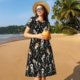 thumbnail image 4 of Easygdp Dancing Skeleton Party para Vestido Transpirable de Mujer, Vestido Suelto de Manga Corta con Pliegues y Bolsillos para el Verano, 4 of 6