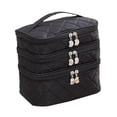 thumbnail image 3 of Bolsa de viaje para cosméticos de 3 capas con compartimentos para mujer cremallera negra, 3 of 9