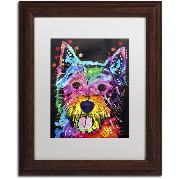 Trademark Fine Art "Westie" Canvas Art by Dean Russo, White Matte, Wood Frame