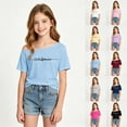 thumbnail image 2 of LRen Off The Shoulder Tops for Girls 14-16,Girls Short Sleeve Summer Solid Color Tee Y2k Preppy Loose Fit Pullover Off The Shoulder Sweatshirt Tops, 2 of 5