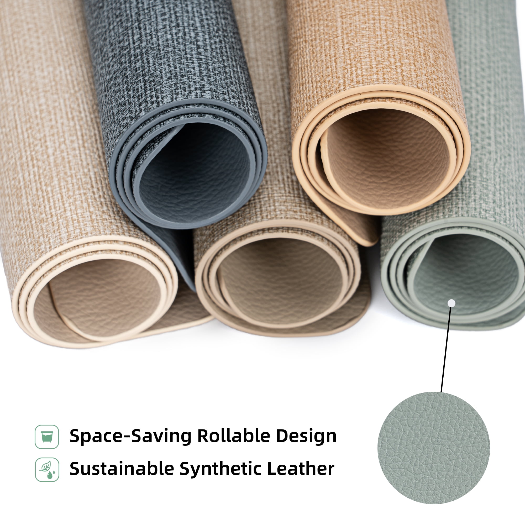 PROMATTOO Faux Leather Placemats Set of 6,Heat Resistant Dining Table Mats,17”x12”,Charcoal Blue