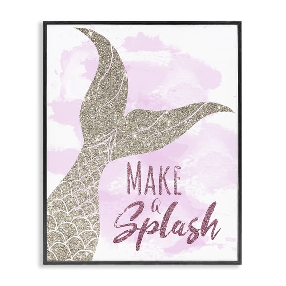 Stupell Industries Eclectic Make A Splash Sentiment Glam Mermaid Fin Black Framed Giclee Art, 11 x 14, by Daniela Santiago