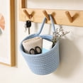 thumbnail image 3 of JWZZYD Fabric Wall Hanging Basket, 5.91" Boho Rope Wall Hanging Storage Basket, Hand Woven Organizer Bin, Multi Use Container for Cosmetic Snack Sundry Bedroom Kitchen Wall Decor, Blue, 3 of 6