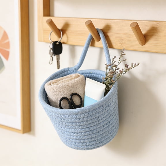 Cotton Rope Basket with , Favors Basket | Woven Gift Basket, Small Woven Handle Basket for Birthday, Baby Shower, Easter, Christmas, Home Decor