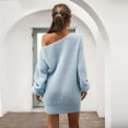 thumbnail image 5 of Women's Crewneck Long Sleeve Mini Sweater Dress Fall Winter Casual Loose Fit Knit Pullover Jumper Sweaters Tops, 5 of 7