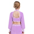 thumbnail image 3 of Oyolan Kids Girls Sparkly Rhinestone Dance Crop Top Modern Latin Jazz Stage Performance Lyrical Dancewear Lavender 16, 3 of 6